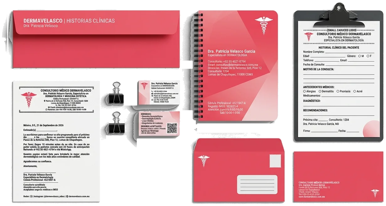 Papelería comercial impresa: sobres, hoja membretada, libreta, tarjetas y formatos con diseño personalizado